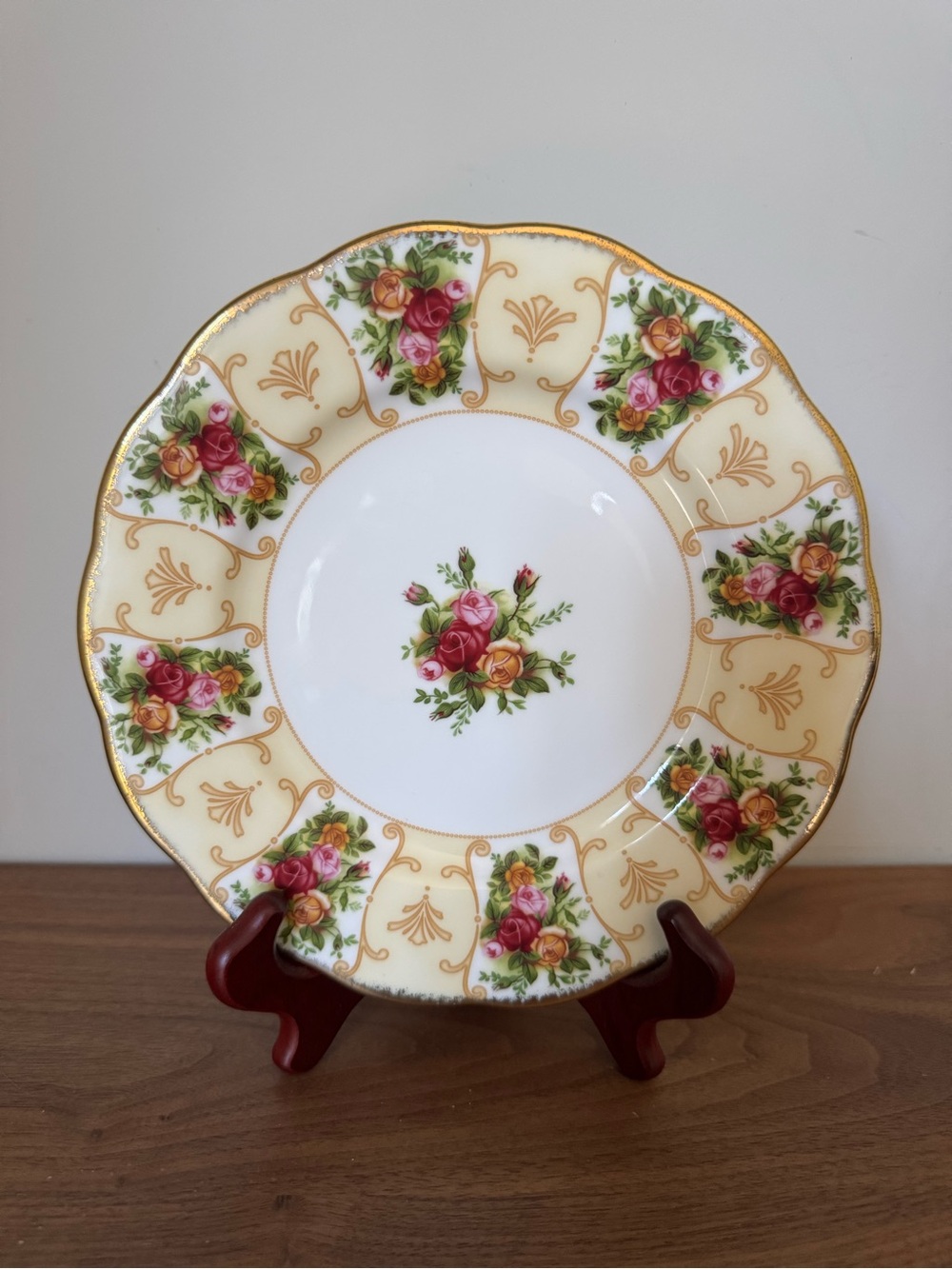 Royal Albert Rose Cameo Peach 8" Salad Plate Bone China Gold Gilt 2003 Rare
